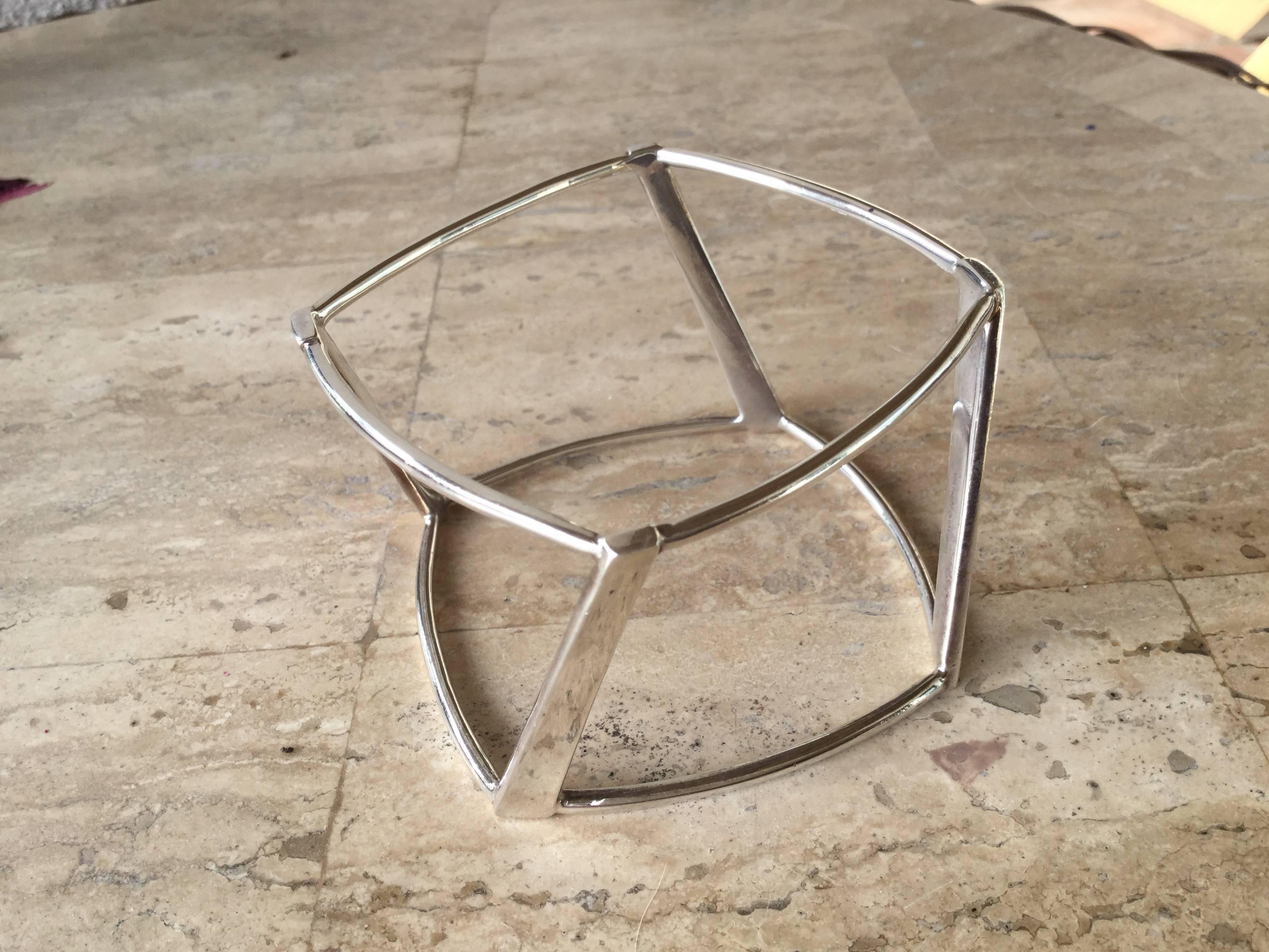 Modernist Frank Gehry for Tiffany. Sterling Silver Wide Torque Bangle.  2006.