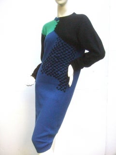 Yves Saint Laurent Italian Mod Wool Knit Sweater Dress circa 1980s