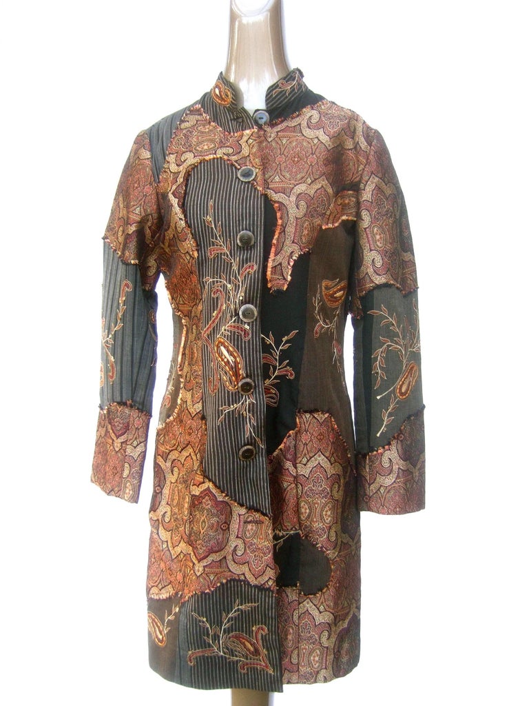 Neiman Marcus Bohemian Paisley Cotton Applique Duster Coat c 1990s at ...