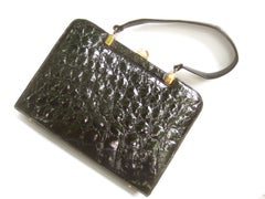 Genuine Alligator Ebony Handbag, Circa 1960
