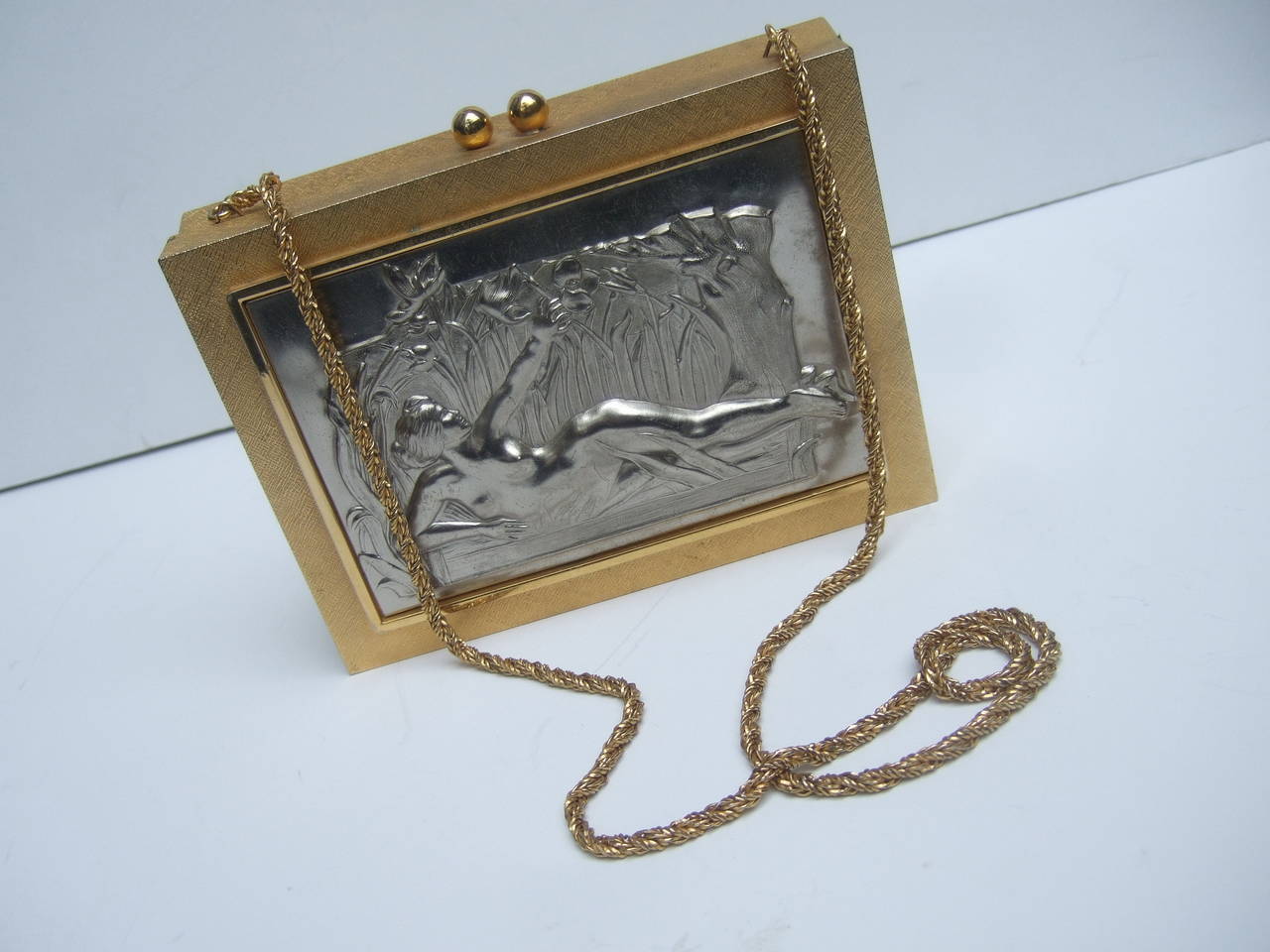 Exquisite Italian Gilt Metal Evening Bag Designed by Harry Rosenfeld For Sale 2