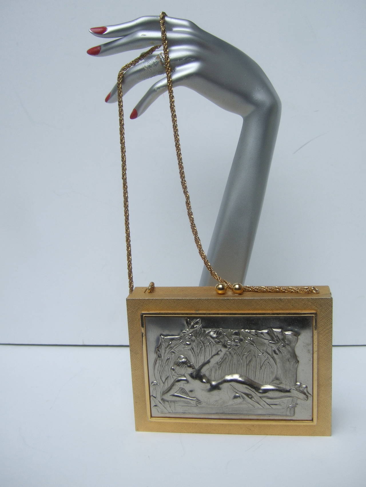 Gray Exquisite Italian Gilt Metal Evening Bag Designed by Harry Rosenfeld For Sale