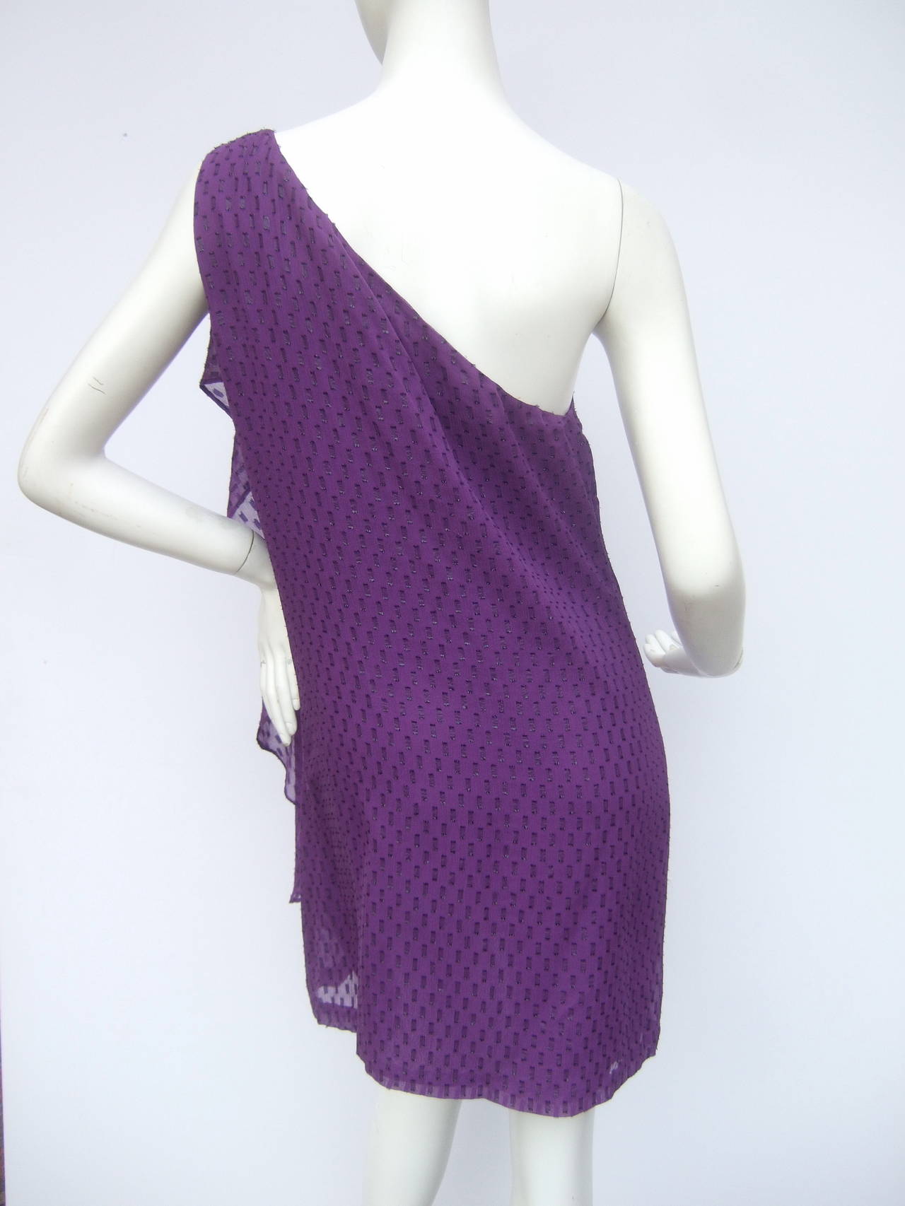 Women's Halston Heritage Violet Silk One Shoulder Dress US Size 8