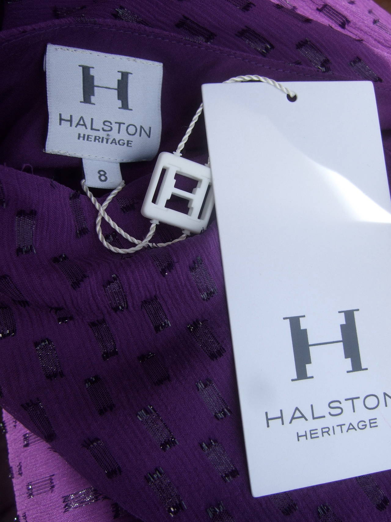 Halston Heritage Violet Silk One Shoulder Dress US Size 8 1