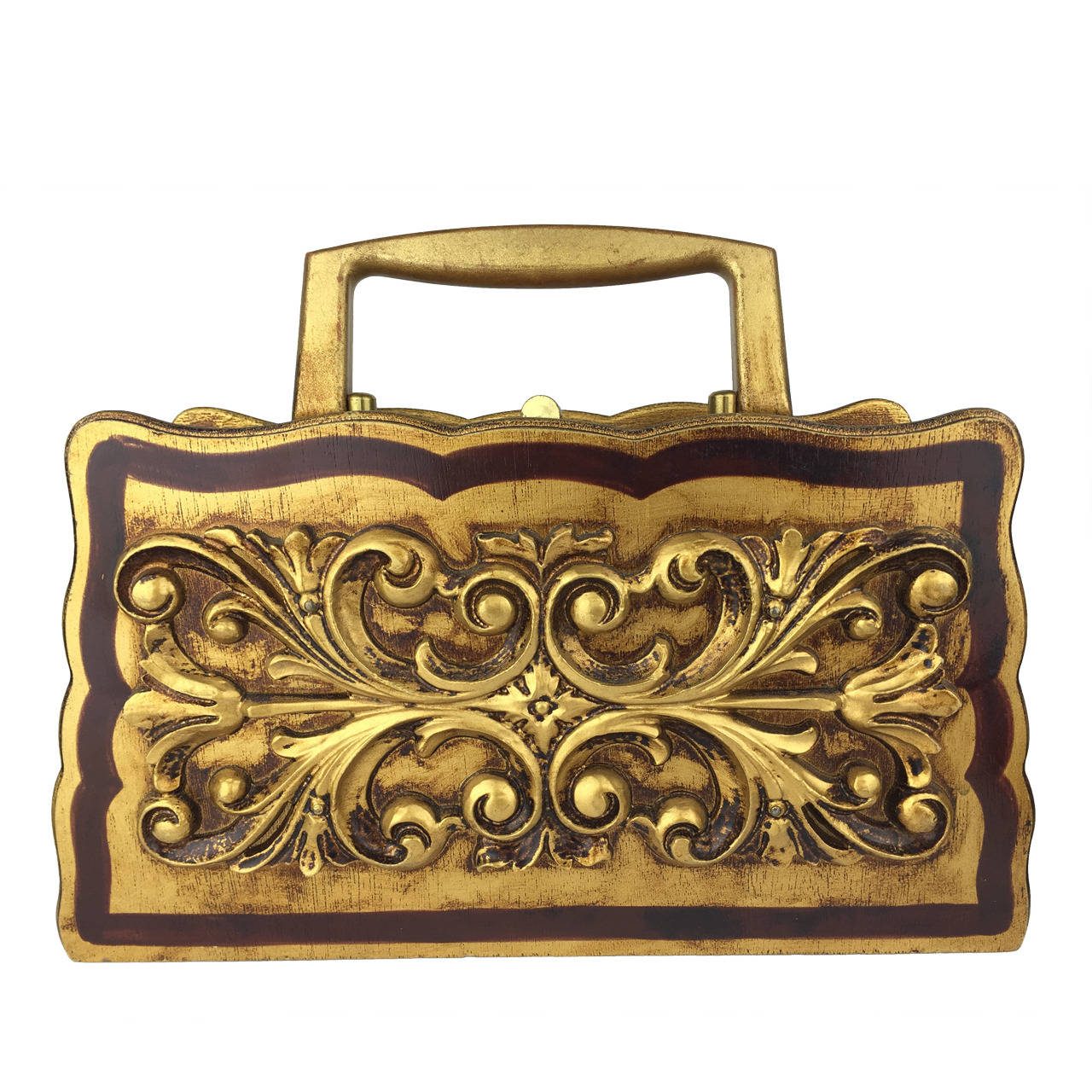 1960
s Florentine-style wooden box bag.