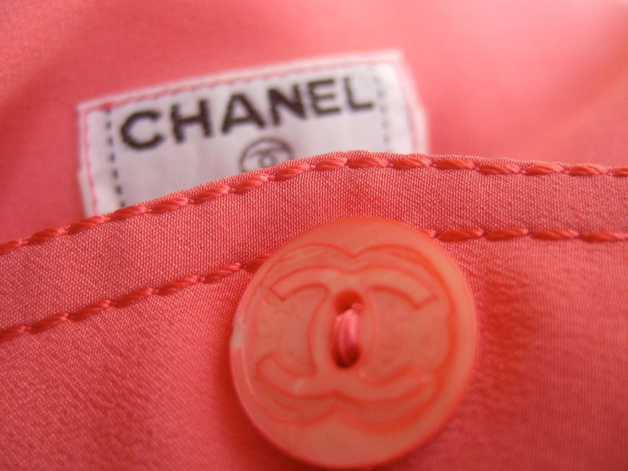 Chanel Vintage Silk Salmon Pink Skirt Suit c 1980 3