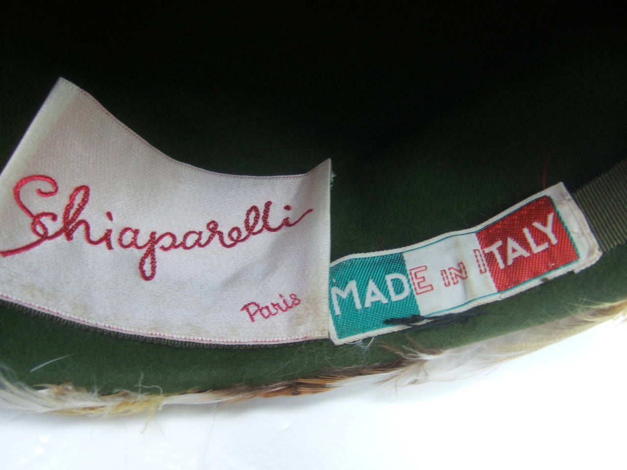 Schiaparelli Exotic Feather Dome Hat Made in Italy c 1950 1