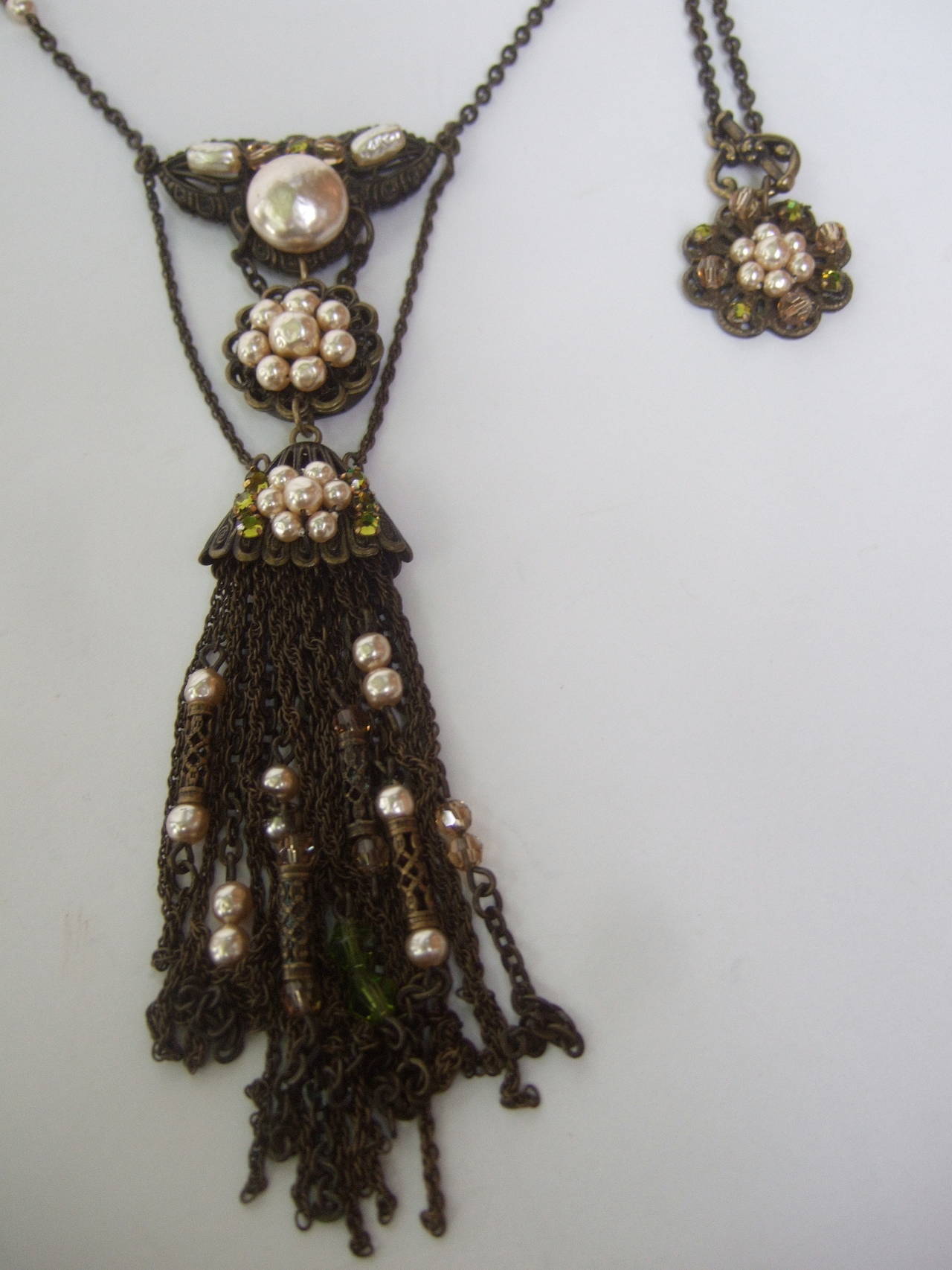Exquisite Miriam Haskell Pearl Sautoir Chain Necklace c 1940 4