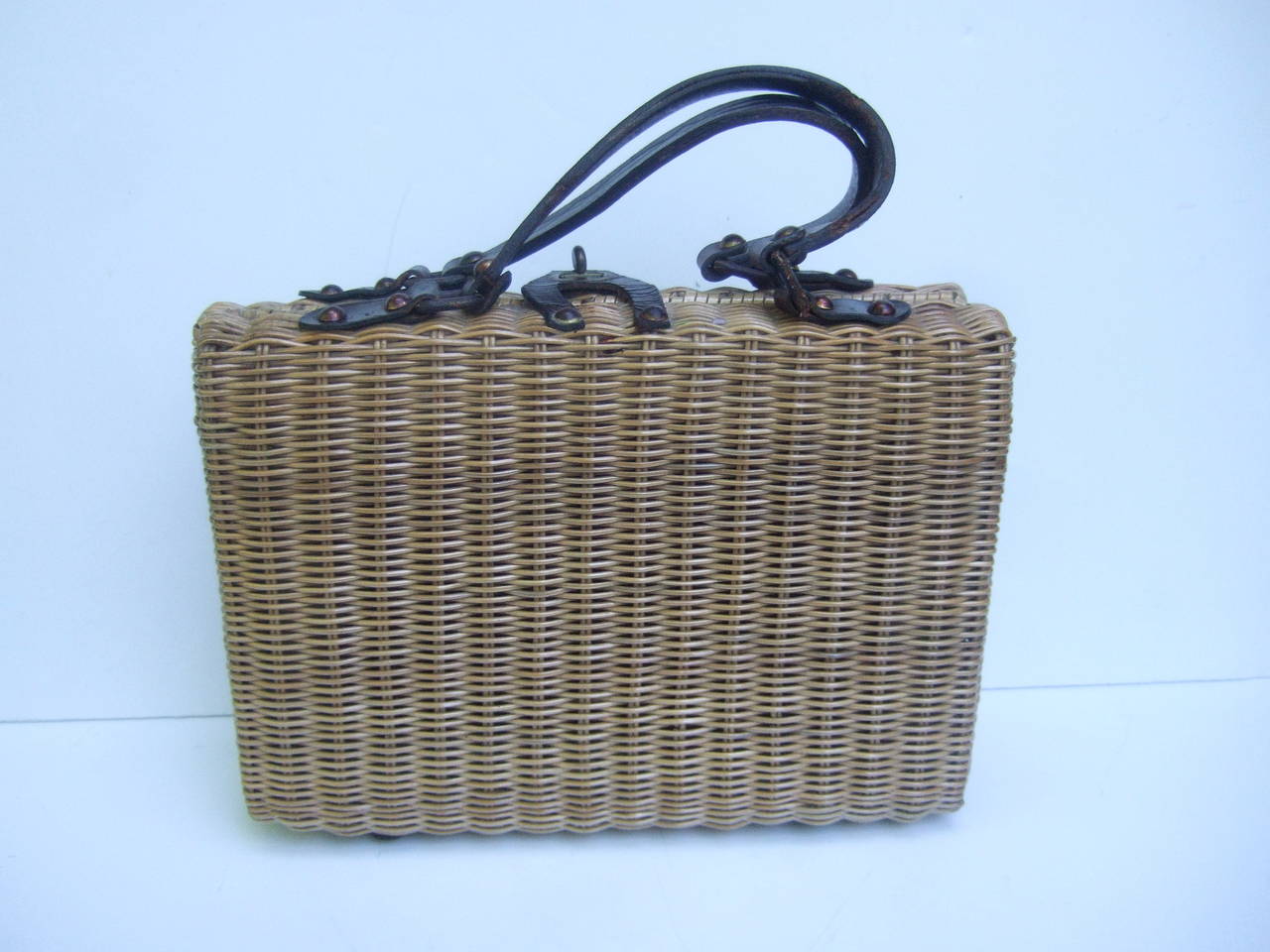 Rare Wicker Horse Head Three Dimensional Handbag c 1950 3