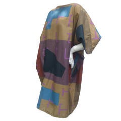 Marimekko Chic Color Block Cotton Sac Dress c 1990s