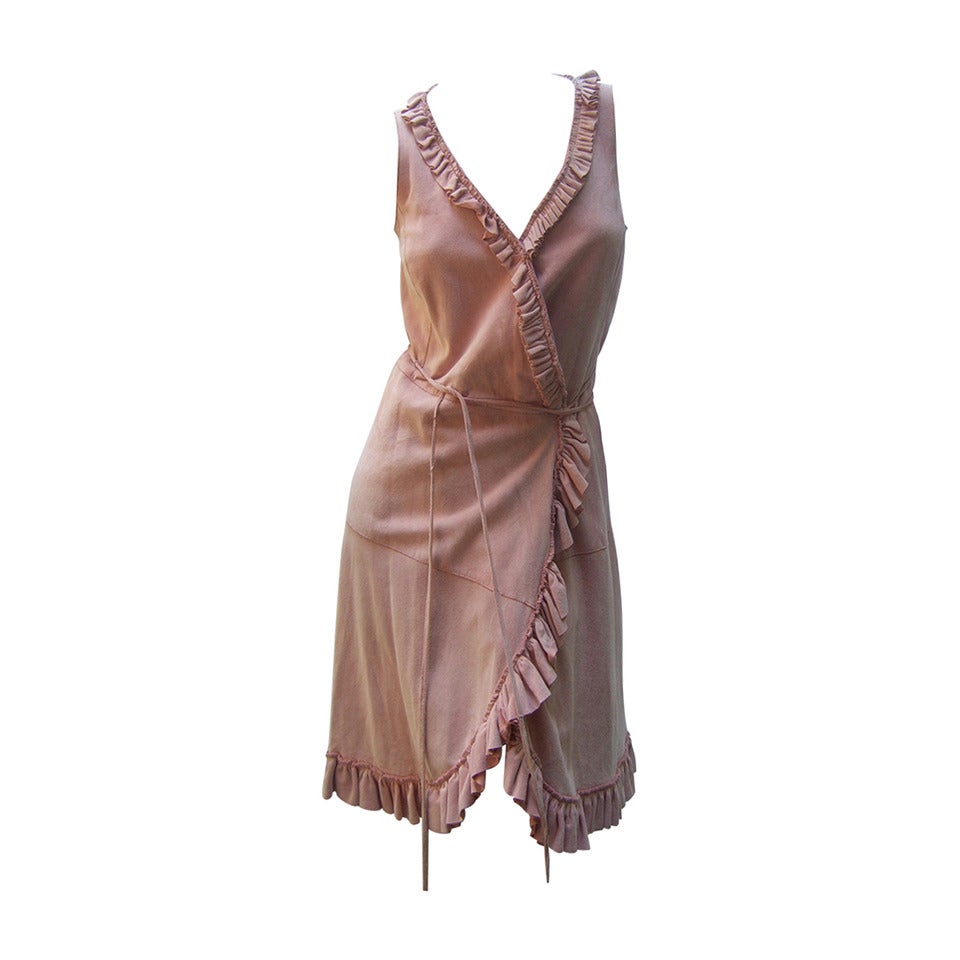 Blush Pink Doeskin Suede Wrap Dress US Size 6