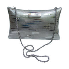 Saks Fifth Avenue Silver Metal Evening Bag Made in Italy c 1970s