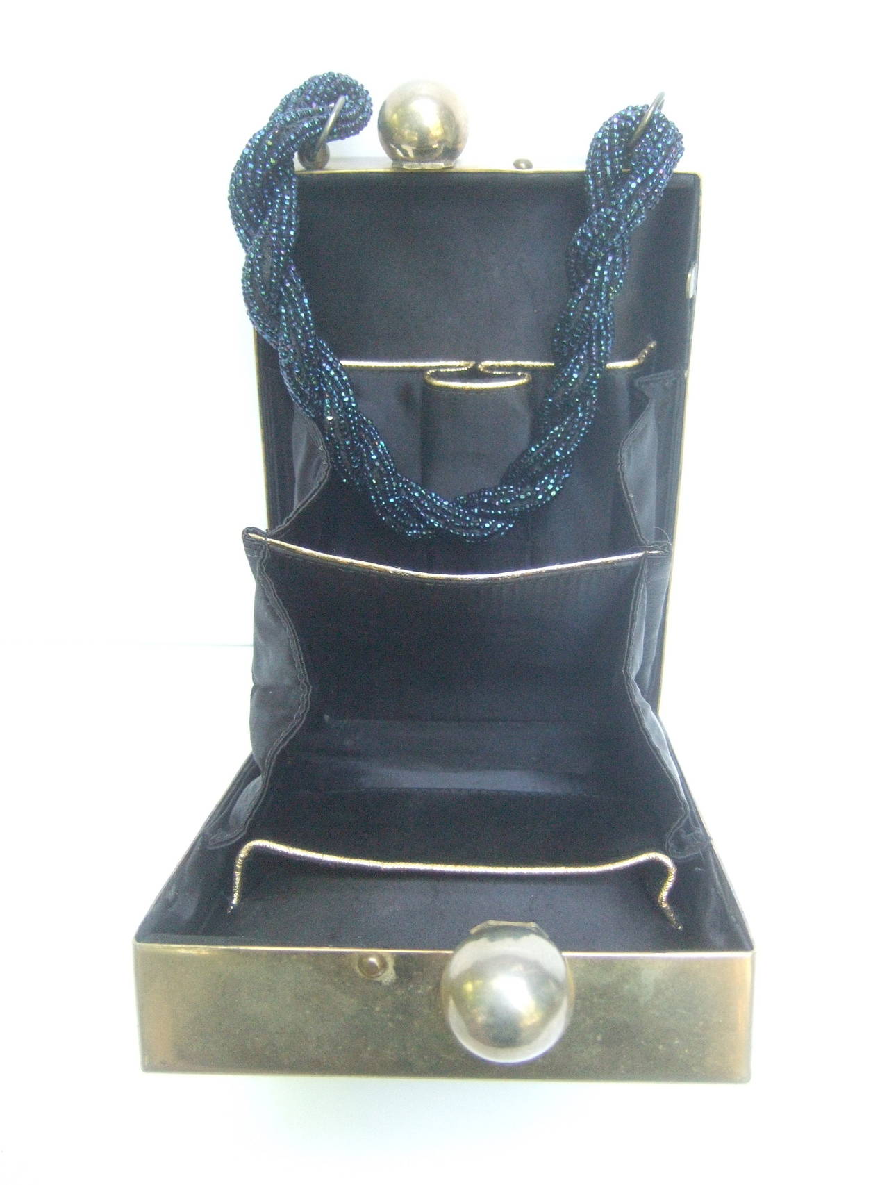 1940s Art Deco Cobalt Carnival Glass Beaded Handbag 3