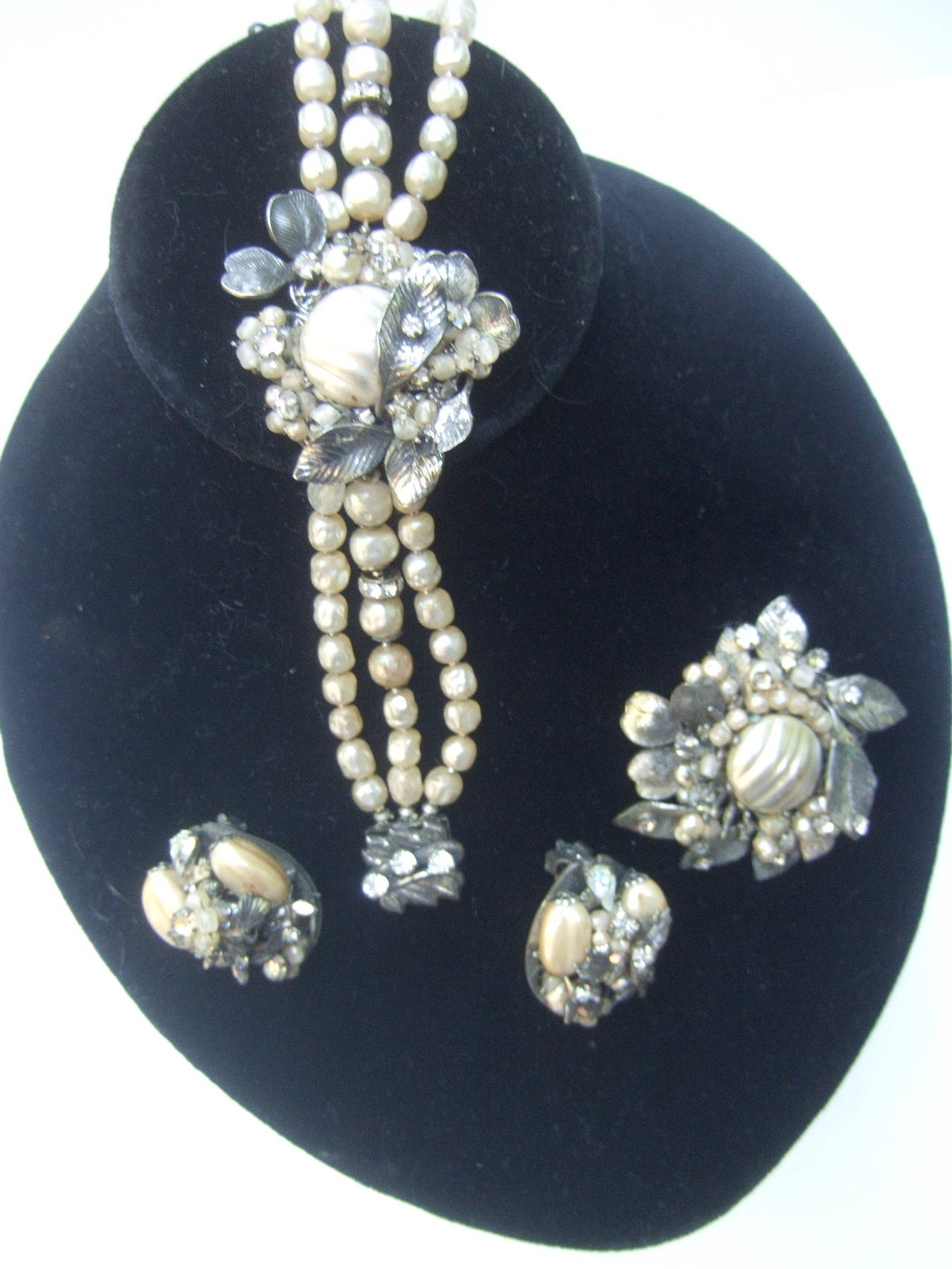 Robert Broche, bracelet et boucles d'oreilles en perles fantaisie des années 1950 Bon état - En vente à University City, MO