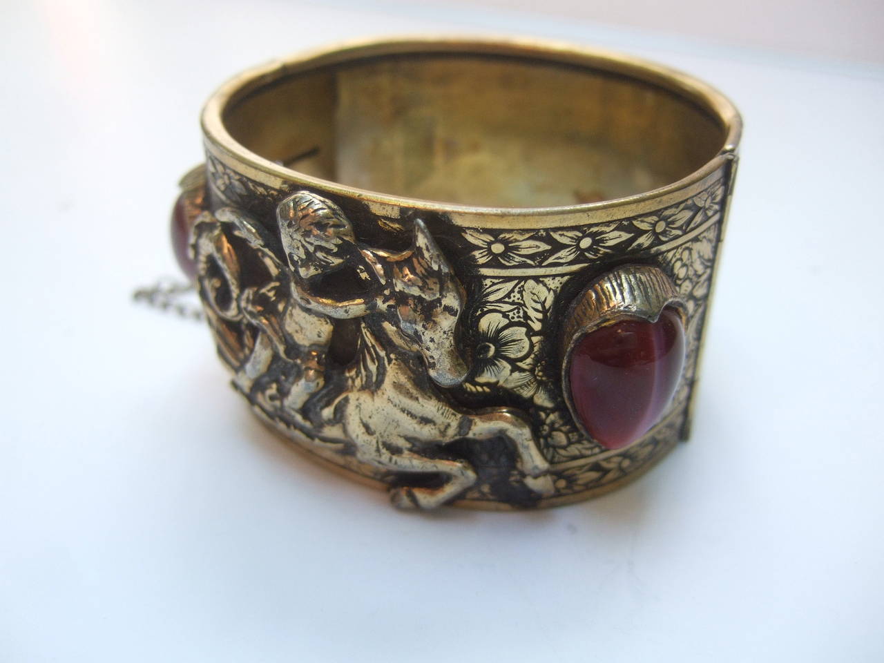 Women's Ornate Repousse Gilt Metal Cherub Cuff Bracelet