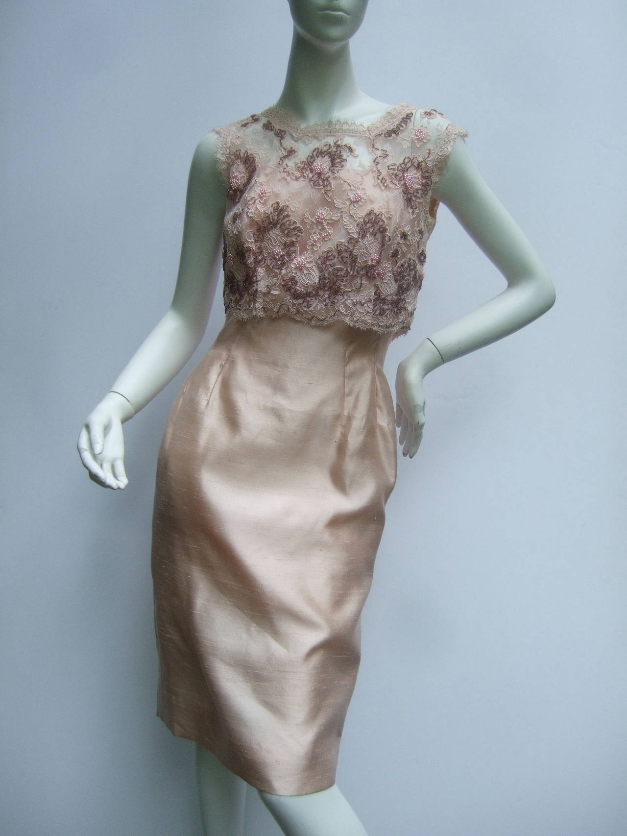 1960s Shantung Pale Pink Jacket & Dress Ensemble 1