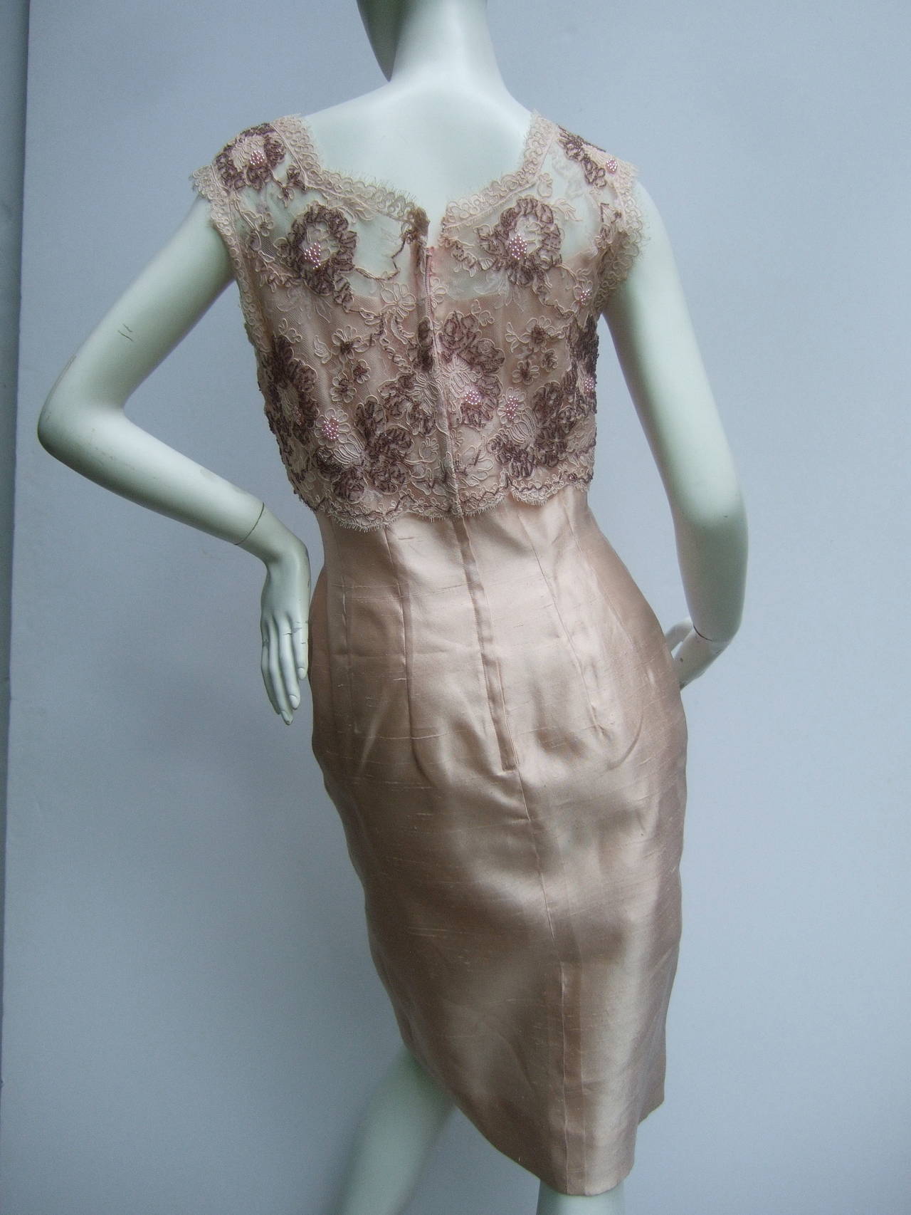1960s Shantung Pale Pink Jacket & Dress Ensemble 3