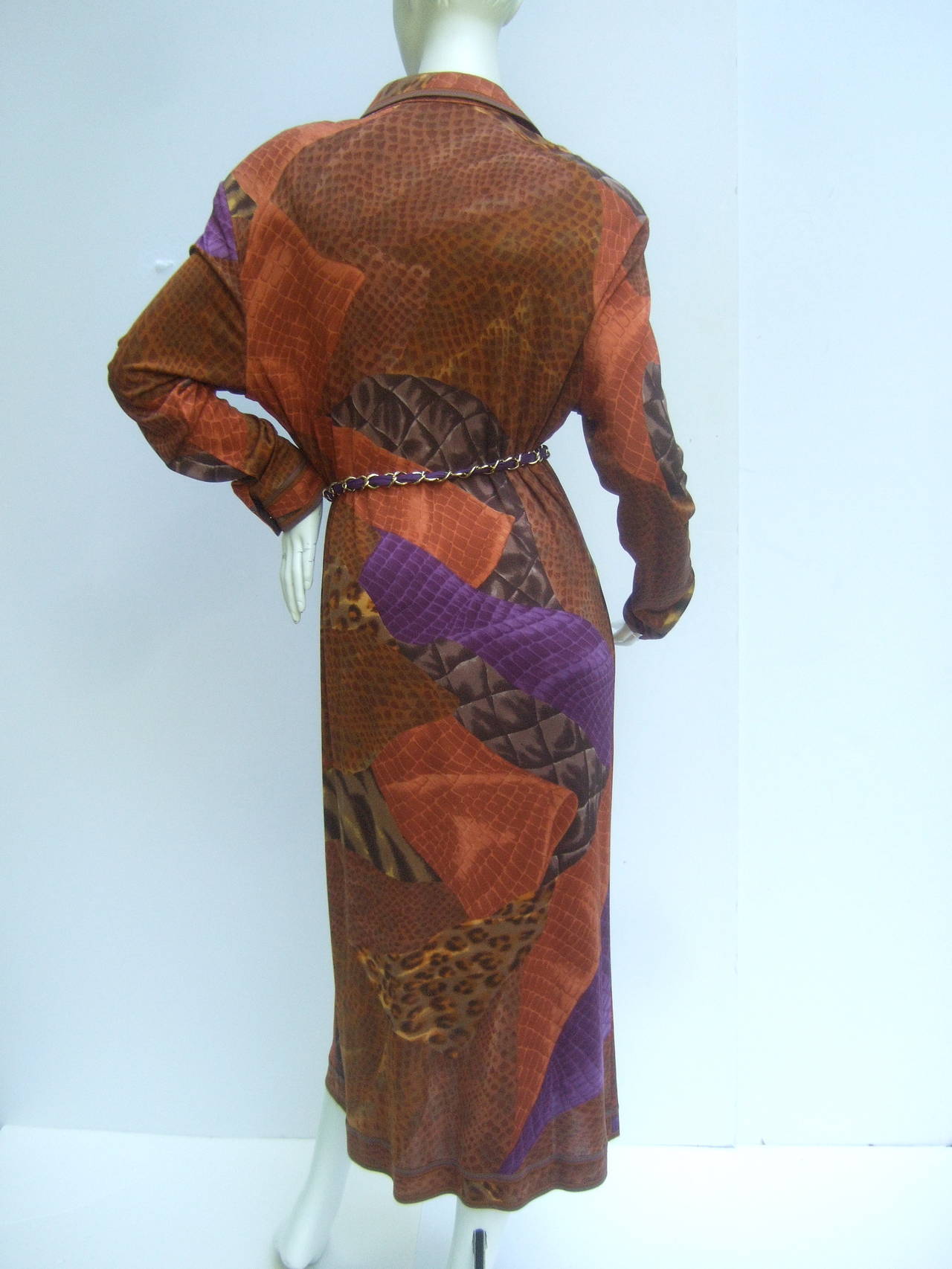 Leonard Paris Silk Jersey Print Dress Made in Italy c 1990s 2