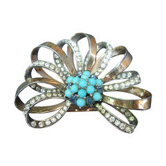 Marcel Boucher Jeweled Sterling Vermeil Fur Clip c 1940s 2