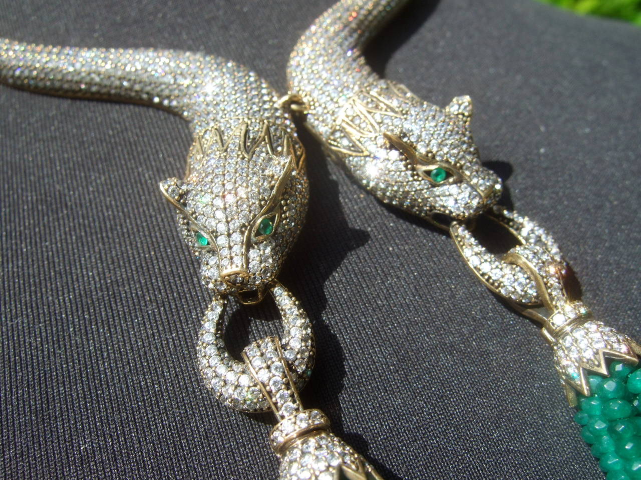 Exquisite Jeweled Sterling Panther Necklace 1