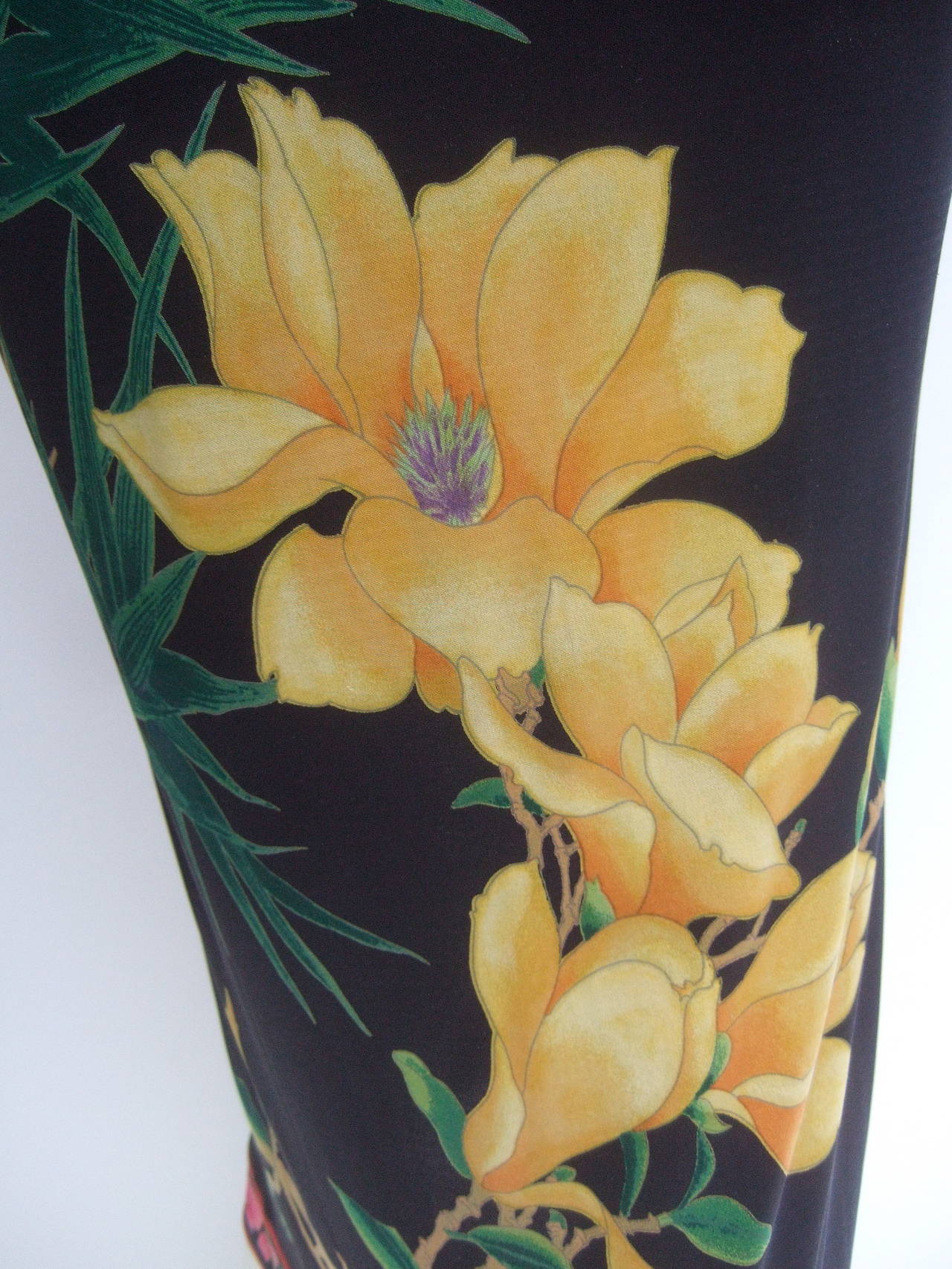 Leonard Paris Silk Jersey Floral Print Dress Made in Italy c 1980s 4