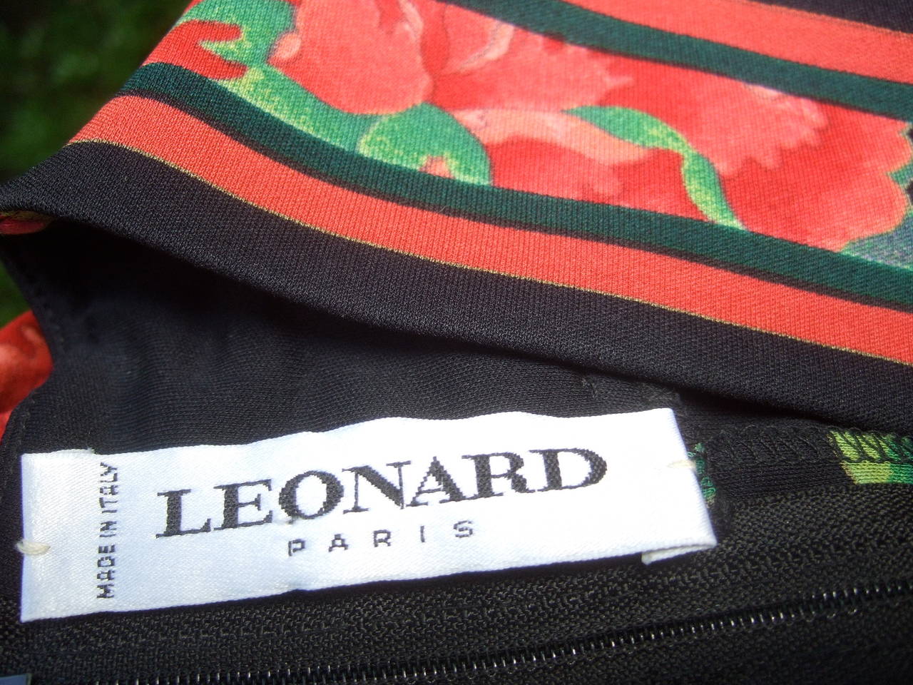 Leonard Paris Silk Jersey Floral Print Dress Made in Italy c 1980s 3