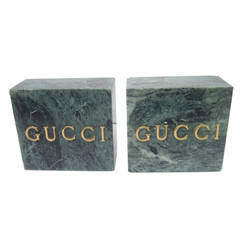 Gucci Rare Green Marble Display Bookends c 1980s