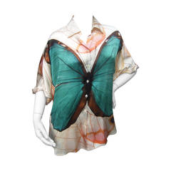 Moschino Silk Charmeuse Butterfly Blouse