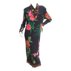 Leonard Paris Silk Jersey Floral Print Dress Made in Italy c 1980s 7