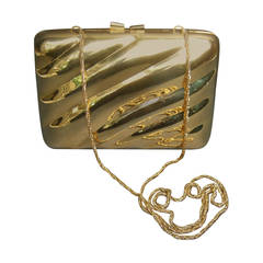 Reserved Sale Pending for Sandra Neiman Marcus Gilt Metal Evening Bag c 1980s