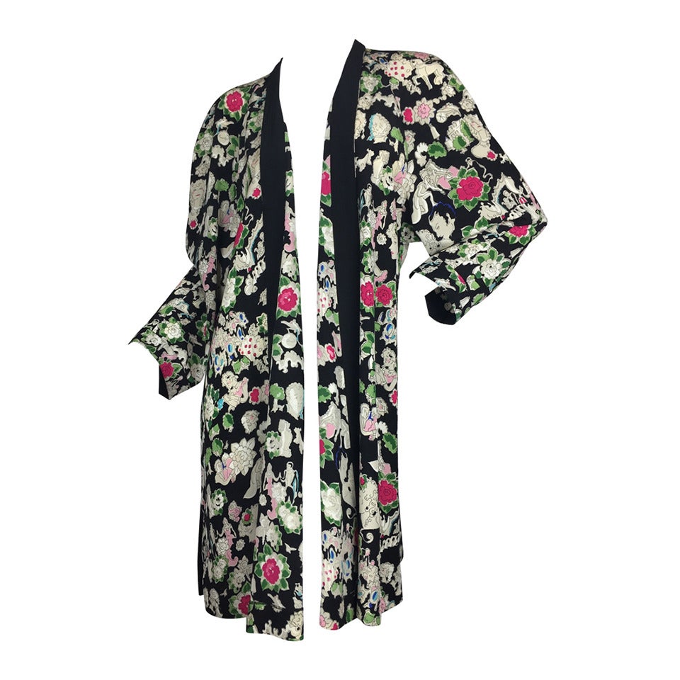 Vintage Kimono Style Chanel Silk Duster at 1stDibs | chanel kimono