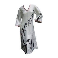 Avant Garde Bold Graphic Penguin Print Gown c 1970s 9