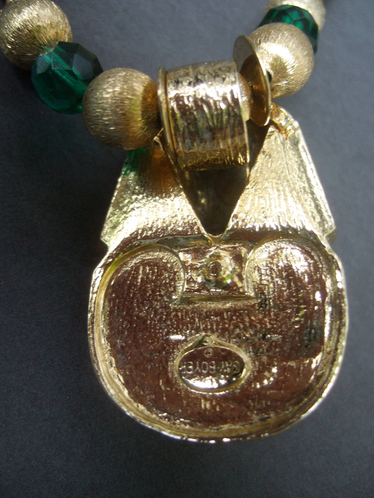 Egyptian Style Gilt Enamel Pharaoh Choker Necklace 1