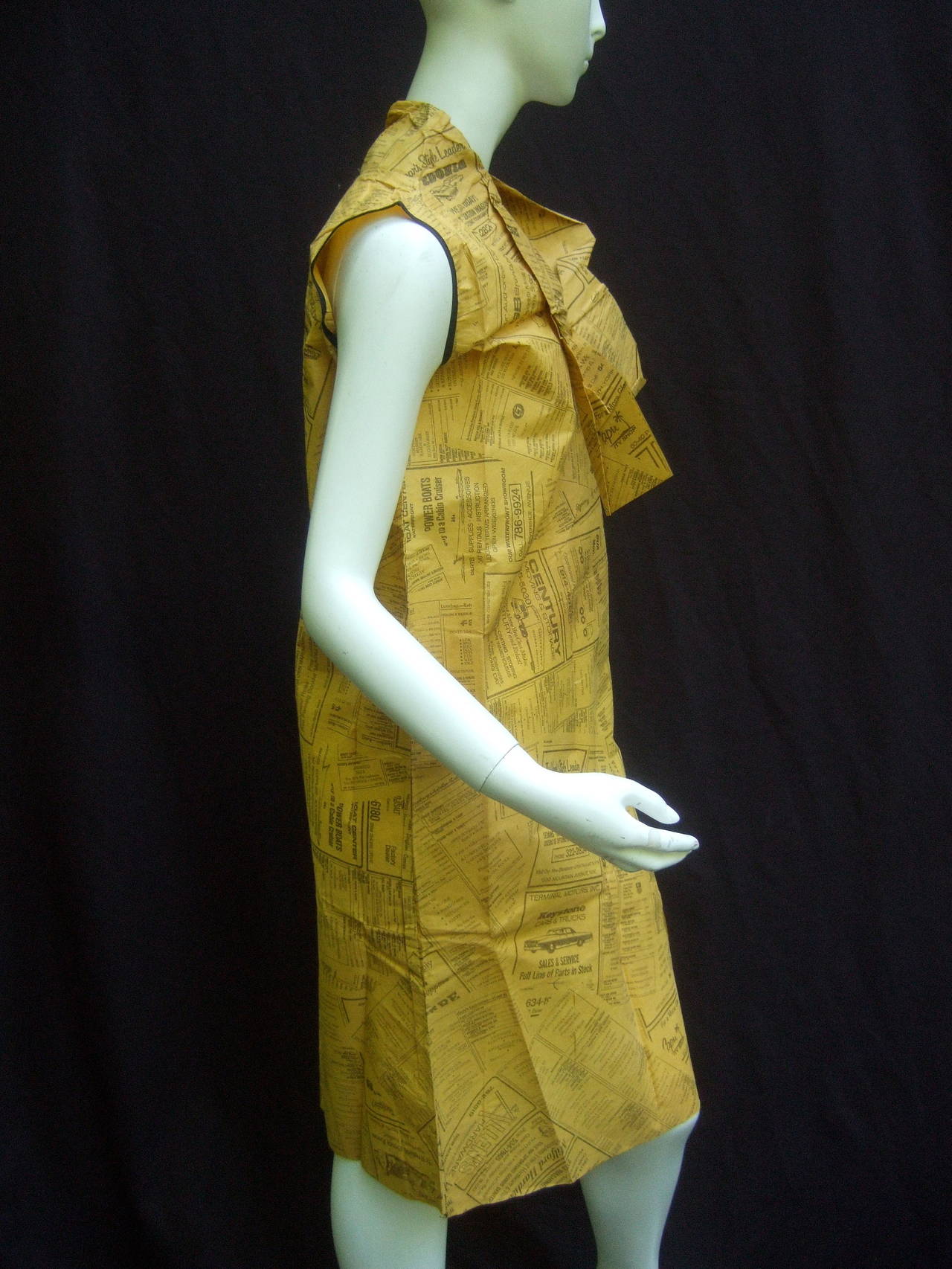 Brown 1960s Mod Avant Garde News Paper Sheath Dress