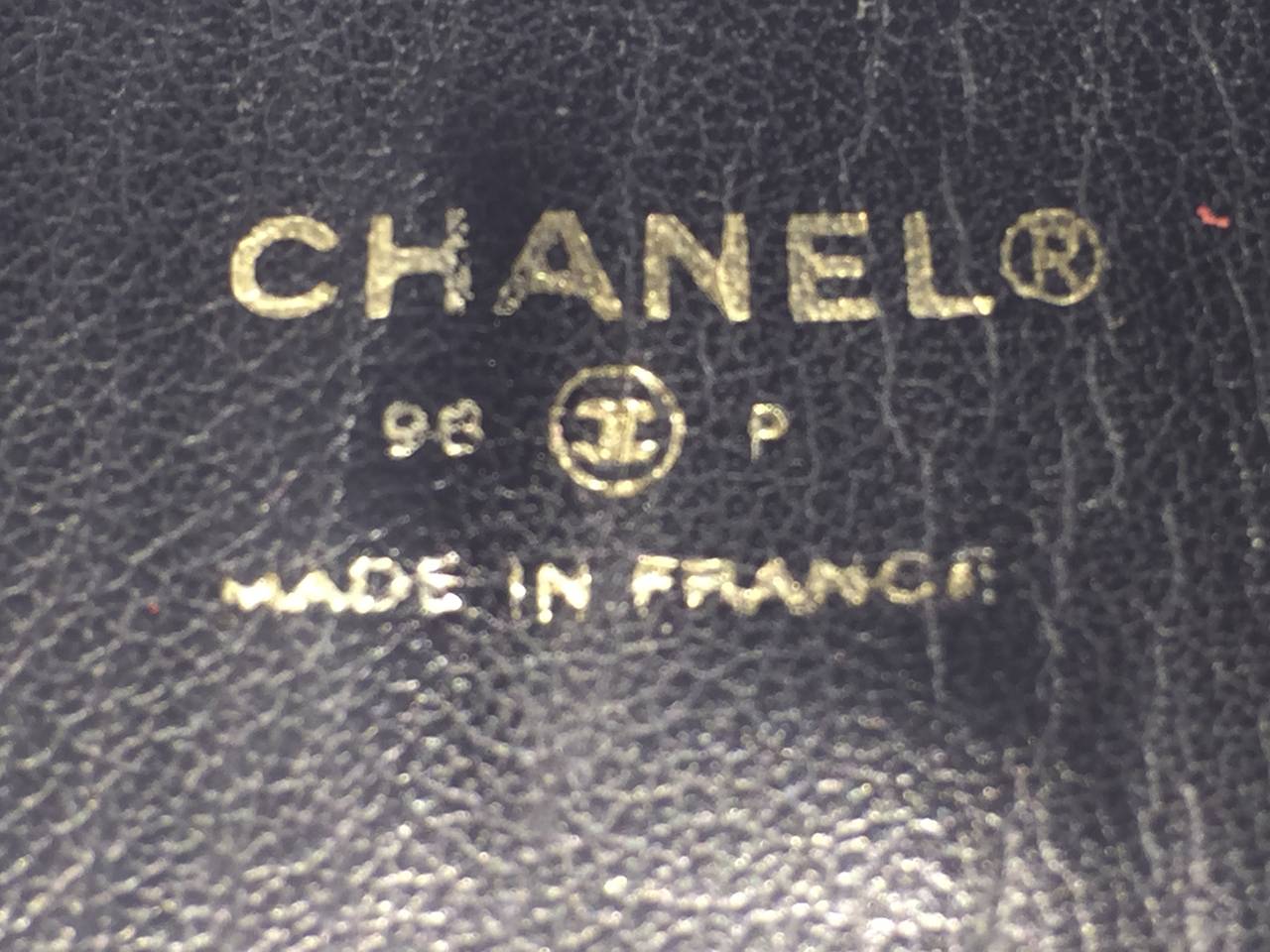 Chanel Black Leather Gilt Logo Cuff from 1988 2