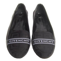 Givenchy Black Canvas Skimmer Flats Made in Italy Size 38.5