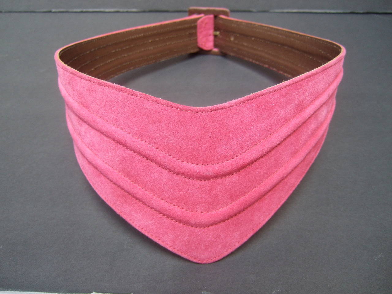 Givenchy Paris Fuchsia Suede Wide Belt c 1980s 2