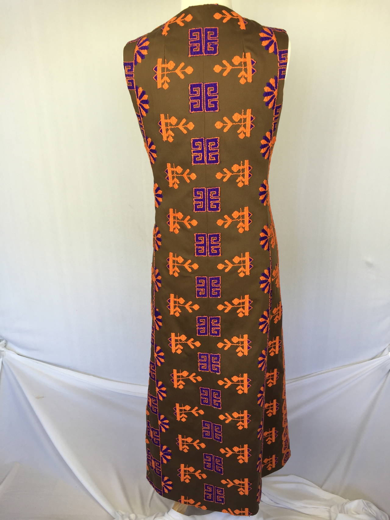 Extraordinary 1970's Embroidered Maxi Vest By Calvin Klein 3