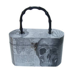 Used Avant Garde Decoupage Artisan Skeleton Box Style Handbag