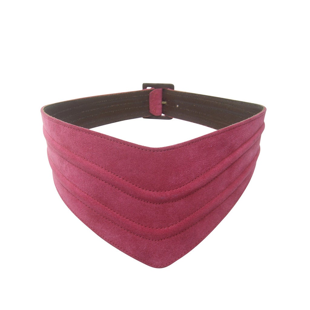 Givenchy Paris Fuchsia Suede Wide Belt c 1980s