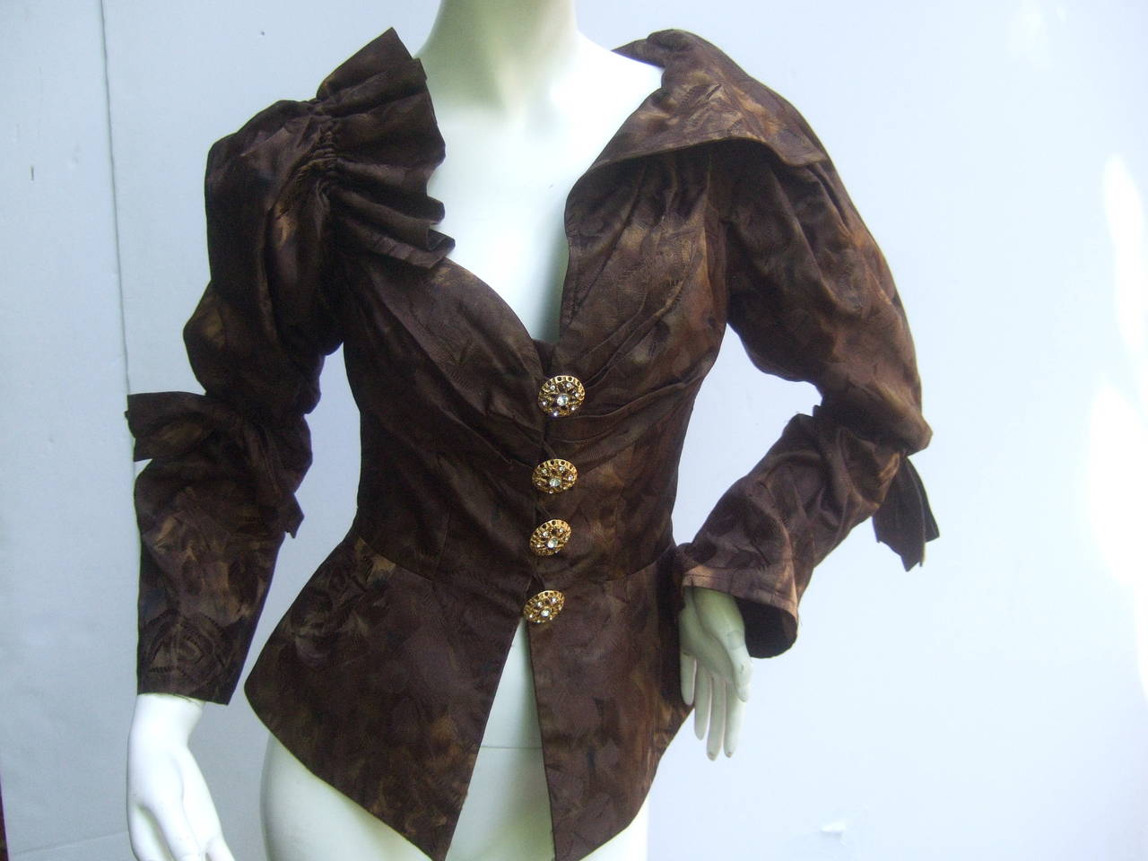 Christian Lacroix Paris Fabulous Brown Silk Jacket Size 38 In New Condition In University City, MO