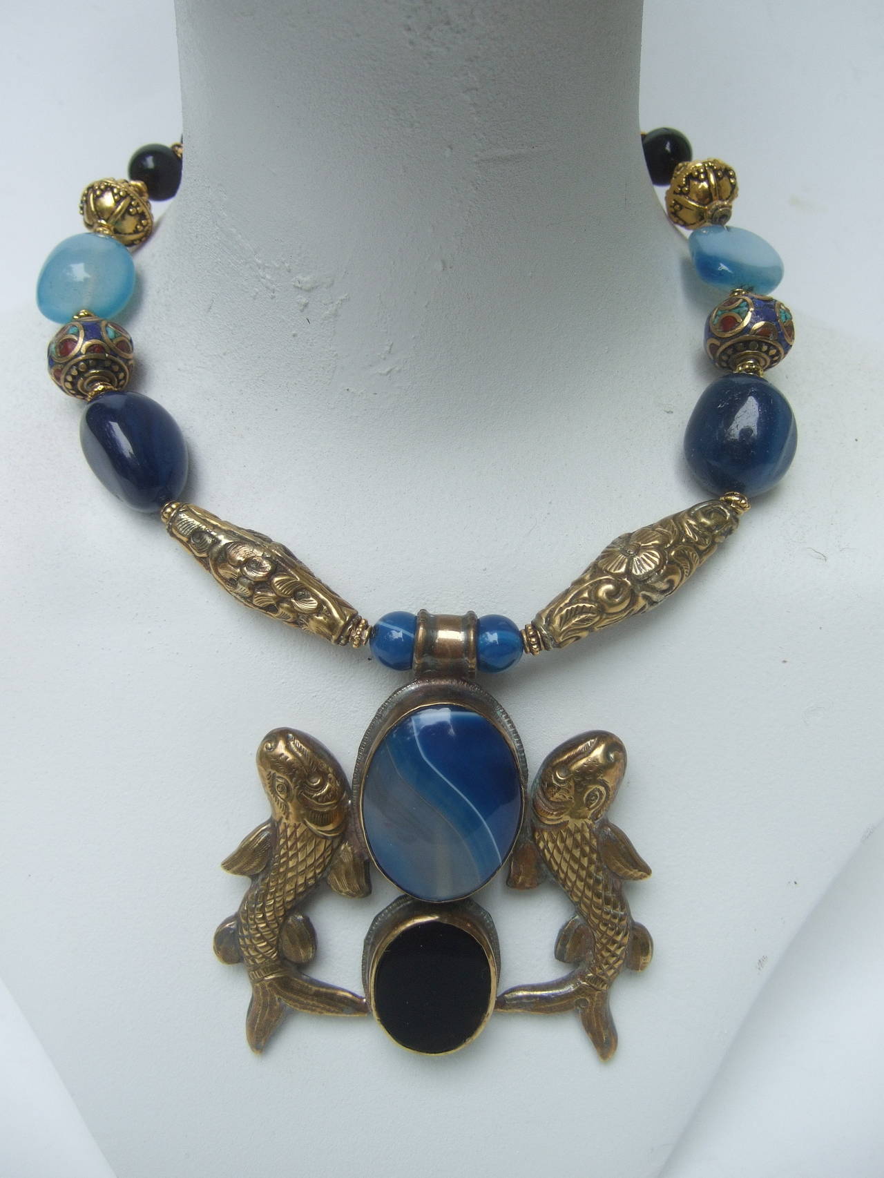 Exotic Artisan Nepalese Glass Stone Choker Necklace 2