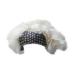 Retro Adolfo Flamboyant Jeweled Feather Hat c 1970