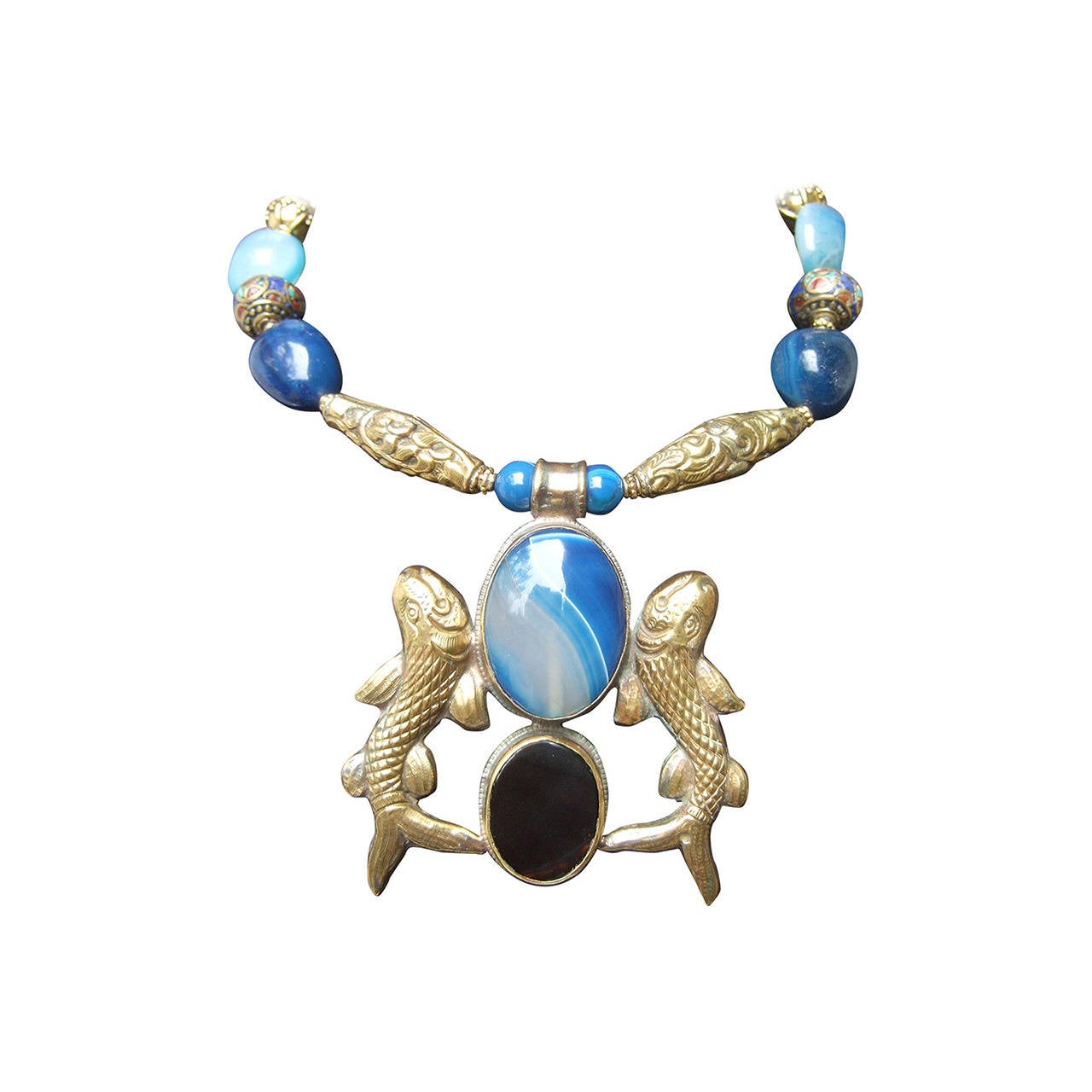 Exotic Artisan Nepalese Glass Stone Choker Necklace