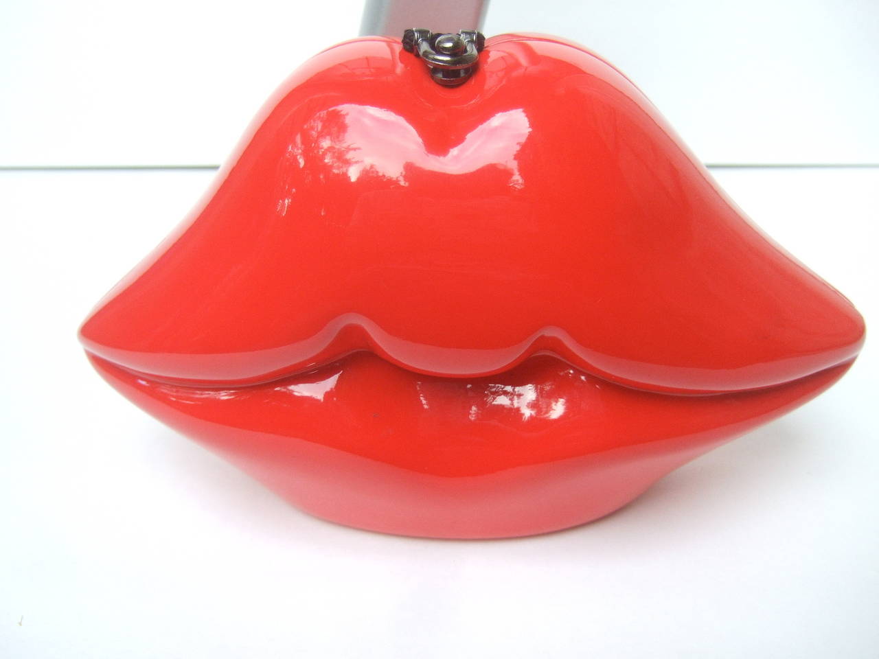 Women's RESERVED SALE PENDING Timmy Woods Beverly Hills Red Enamel Lips Handbag c 1990s