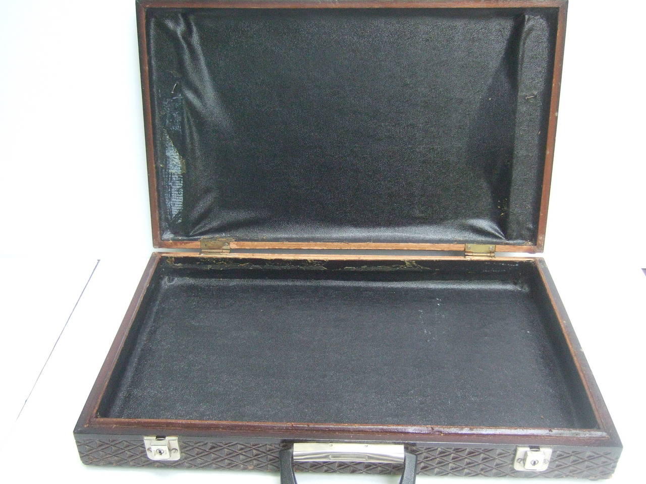 Exotic Wood Hand Carved Tropical Jungle Brief Case c 1970s 4