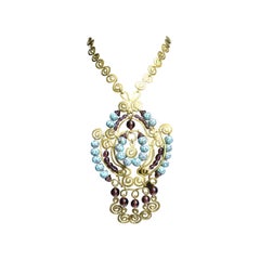 Halskette mit etruskischen Anhängern, exotisches massives Glas mit Perlen