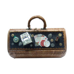 Whimsical Wicker Casino Theme Vintage Handbag c 1960