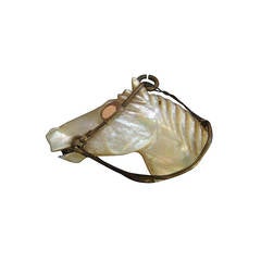 1920s Exquisite Hand Carved Mother of Pearl Equine Pendant