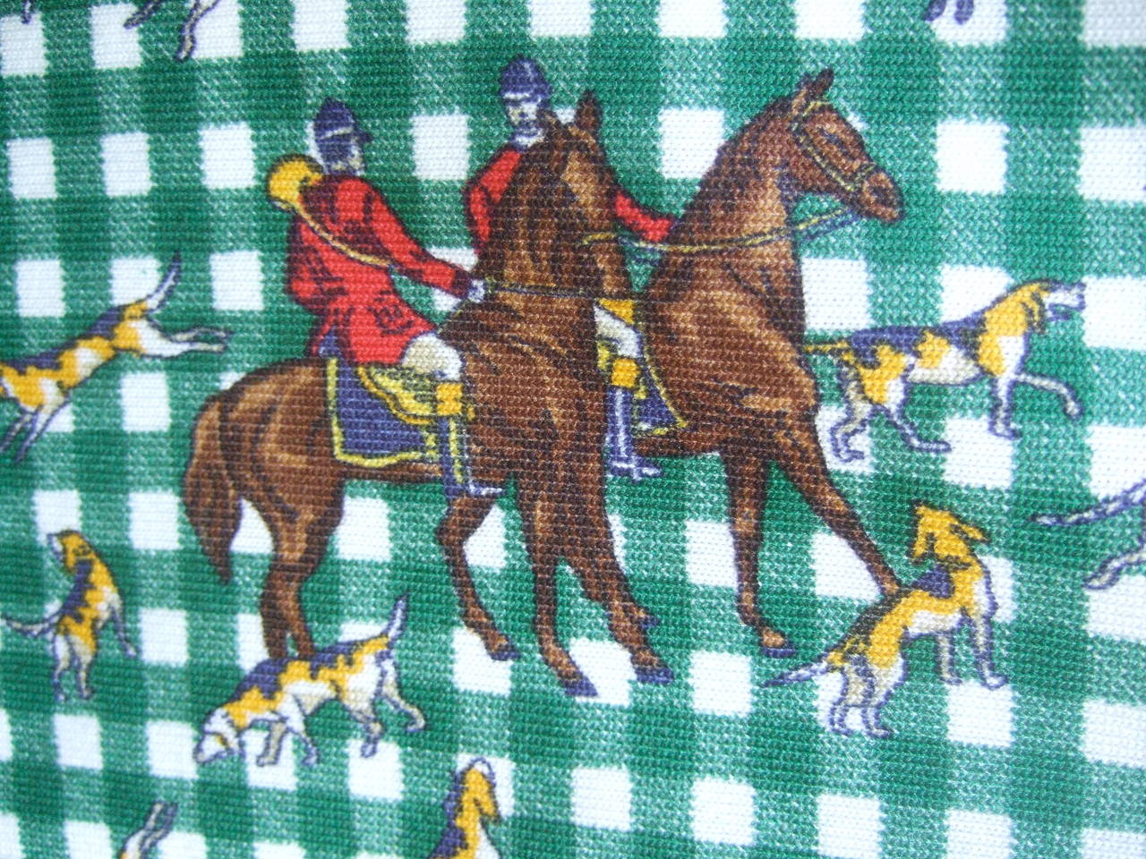 1970s Italian Equestrian Hunt Scene Knit Dress In Excellent Condition In University City, MO